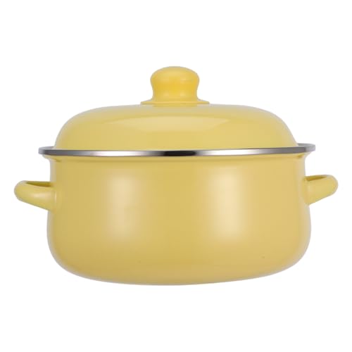Gatuida Emaille Kochtopf mit Deckel Multifunktionaler Suppentopf für Induktion und Gas Gelber Antihaftbeschichteter Topf für Pasta Eintöpfe und von Gatuida