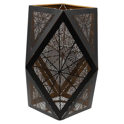 Gatuida Halloween Lampenschirm aus Robustem Metall Schwarz mit Filigranem Spinnennetz-motiv Einfache Montage Kompatibel für Steh Tischlampen Festliche Innendekoration von Gatuida