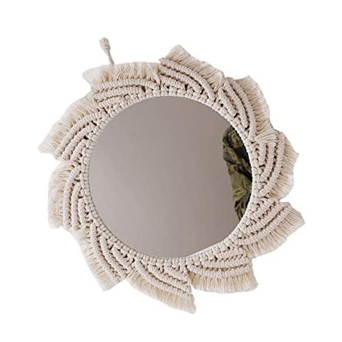 Gatuida Handgefertigter Makeup Spiegel Wandmontage Schlafzimmer Dekoration Minimalistischer Runder Wandspiegel aus Baumwollseil für Badezimmer Wohnzimmer von Gatuida