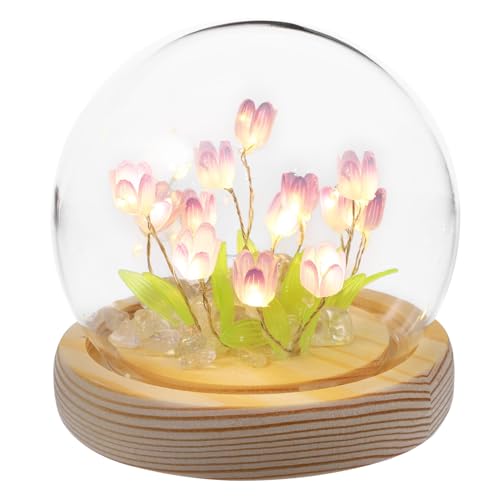 Gatuida Handgefertigtes Tulpen nachtlicht Materialpaket mit Lila Tulpen Sanftes Blumenlicht für Schlafzimmer und Wohnzimmer Dekorative Blumentischlampe ohne Fernbedienung Geschenk von Gatuida