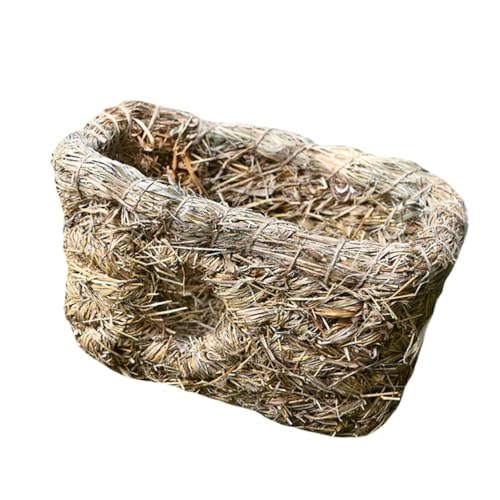 Gatuida Handgewebtes Haustierbett Doppelöffnung Handgefertigtes Kaninchen Katzenhaus Komfortables Schlafnest Geeignet für Innen Außenbereich Warmes Spiel Ruheplatz für Kleine Tiere von Gatuida