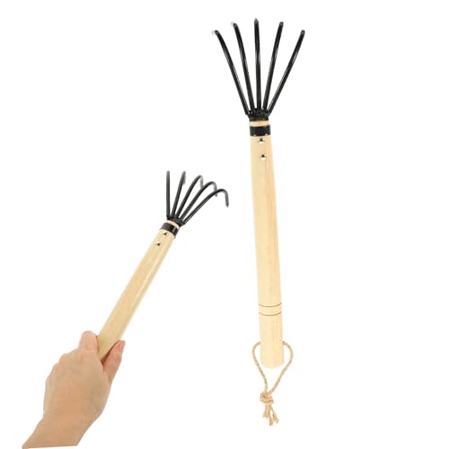 Gatuida Handrechen mit Holzgriff Scharfe Stahlkrallen zum Graben von Muscheln und Am Strand Leichter Gartengrubber zum Auflockern von Erde und Bodenbelüftung Robustes Handwerkzeug von Gatuida