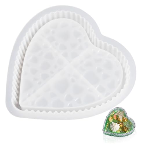 Gatuida Herzförmige Silikonform Tablett Multifunktional DIY Gießform für Handgemachte Dekorationen Flexible Widerstandsfähige Form mit Feiner Verarbeitung für Bastelarbeiten und von Gatuida