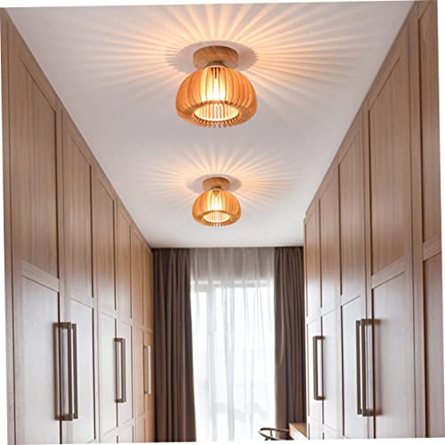 Gatuida Holz Deckenleuchte Lampenschirm Øcm Einfache Installation Langlebiges Material Warmes Licht für Flur Schlafzimmer Wohnzimmer Stilvolle Deckenlampe ohne Leuchtmittel von Gatuida