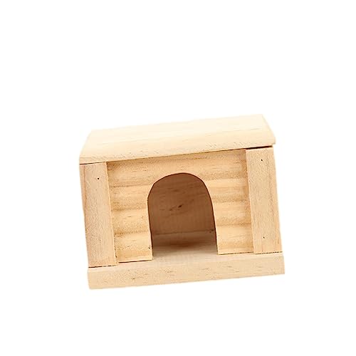 Gatuida Holz Hamsterhaus mit Flachem Dach Natürlicher Nagerhöhle und Abnehmbarem Dach Spielhaus aus Ökologischem Holz für Hamster und Zwerghamster Leicht zu Reinigen mit Fenster und Tür von Gatuida