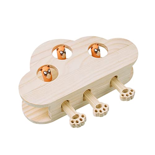 Gatuida Holz Katzenkratzspielzeug mit Mausmotiv Interaktives Lustiges Katzenspielzeug für Wohnungskatzen Edukatives Langlebiges aus Leichtem Holz mit Glatter Oberfläche Zufällige Farbe von Gatuida