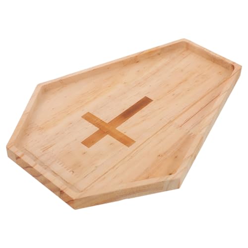 Gatuida Holz Serviertablett Halloween Sarg Design Robustes Holzmaterial Vielseitiges Snack und Käsebrett für Party Obst und Süßigkeiten Dekoratives Tablett für Festtagstisch von Gatuida