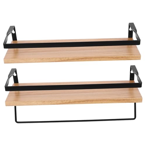 Gatuida Holz Wandregal Badezimmer Floating Shelf mit Handtuchhalter Rustikales Badezimmer Regal aus Langlebigem Paulownia Holz Wandmontiert Polierte Kanten für Sicheres Aufbewahren von Gatuida