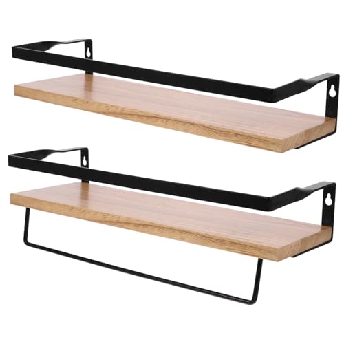 Gatuida Holz Wandregal Schwebend mit Handtuchhalter Platzsparend Wandmontiert Polierte Kanten Vielseitig für Badezimmer Küche Wohnzimmer Stilvoller Wandorganizer aus Paulownia Holz von Gatuida