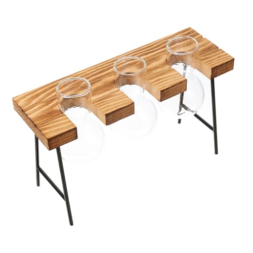 Gatuida Hydroponische Glasvase mit Holzständer Teiliges Desktop Dekorationsset Runde Glasvasen für Büro und Zuhause Langlebig und Bruchsicher für Pflanzen und Tischdeko Gatuida Hydroponische Glasvase mit Holzständer Teiliges Desktop Dekorationsset Runde Glasvasen für Büro und Zuhause Langlebig und Bruchsicher für Pflanzen und Tischdeko von Gatuida