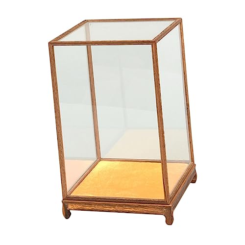 Gatuida Kasten Holzschnitzerei Glasabdeckung glasvitrine glassvitrinenschrank Sammlervitrine Holzvitrine transparent drinnen Fall Angebot anzeigen Desktop-Figurenkoffer hölzern von Gatuida