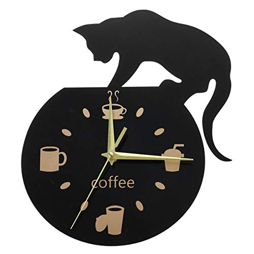 Gatuida Katzen-wanduhr Mit Kletterkatze Und Kaffeetassen- Leise Dekorative Uhr Für Küche Wohnzimmer Und Schlafzimmer Praktische Wanddekoration Für Katzenliebhaber von Gatuida