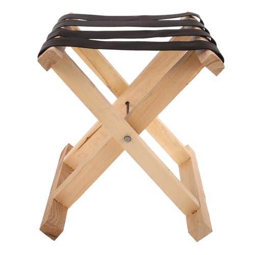 Gatuida Klapphocker aus Holz und Tragbarer Faltbarer Campingstuhl Leichter Angelstuhl für Outdoor Strand Wandern Picknick Stabiler Faltbarer Hocker mit Stahlrahmen Sitzhöhe Schwarz von Gatuida