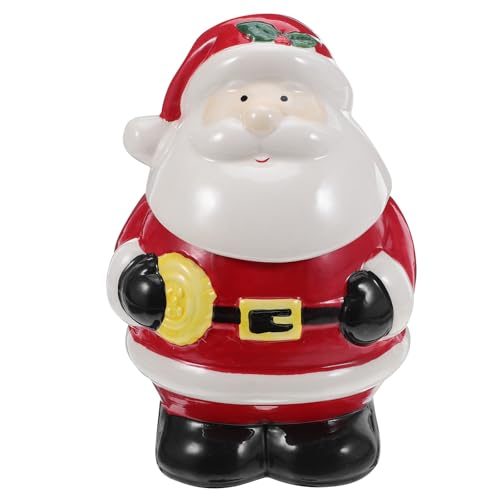 Gatuida Kleine Weihnachtsplätzchendose: Weihnachtsplätzchendose aus Keramik mit Weihnachtsmann – Weihnachts-Keksdose aus Keramik mit Deckel für Süßigkeiten, Schokolade, Snacks und Kekse von Gatuida