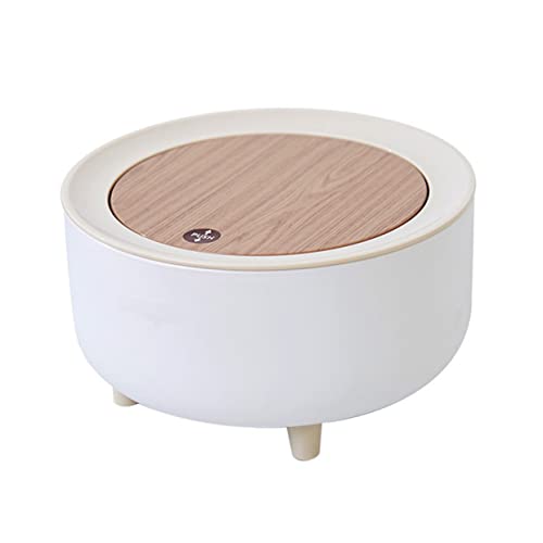 Gatuida Kleiner Tischmülleimer mit Deckel Praktischer Press Mülleimer für Büro Zuhause und Kaffee Tische Platzsparendes Design Geruchshemmend Weiß Abs Material von Gatuida