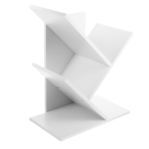 Gatuida Kreatives Baum Design Bücherregal Schreibtisch Organizer Mehrschichtiges Aufbewahrungsregal für Büro und Zuhause Weiß Multifunktionales Ordnungssystem für Effiziente von Gatuida