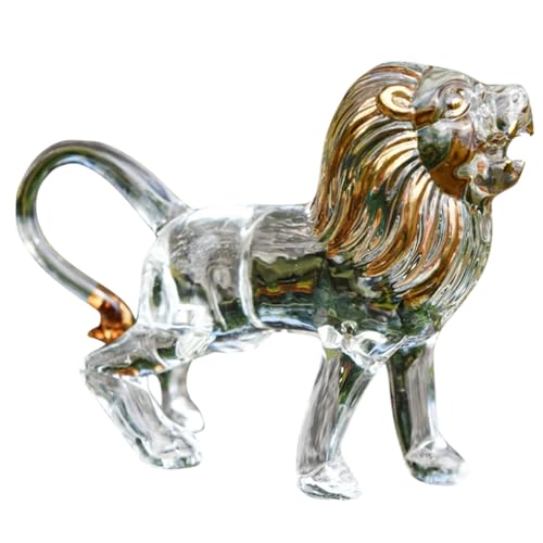 Gatuida Kristall Löwenfigur Desktop Dekoration Glasfigur Löwenornament mit Traditionellem Design Detailreiche Handwerkskunst Langlebig für Büro Zuhause und von Gatuida