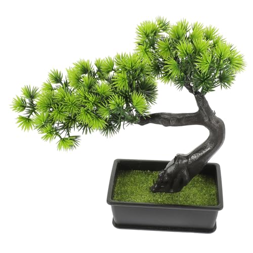 Gatuida Künstlicher Bonsai Tischpflanze Kleine Künstliche Kiefer im Topf Dekorativer Pflanzenschmuck für Büro Wohnzimmer Schreibtisch Dekoration ohne Pflegebedarf von Gatuida