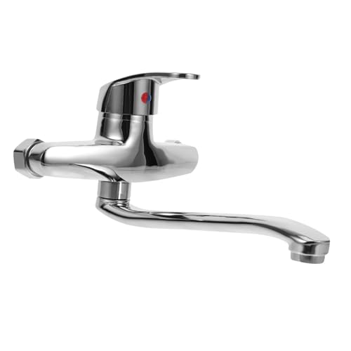 Gatuida Kupfer Wandarmatur Mischbatterie mit Zwei Ausläufen Verchromt Korrosionsbeständig Wandmontierte Küchen und Badarmatur Installieren Heiß und Kaltwassersteuerung Auslauf von Gatuida