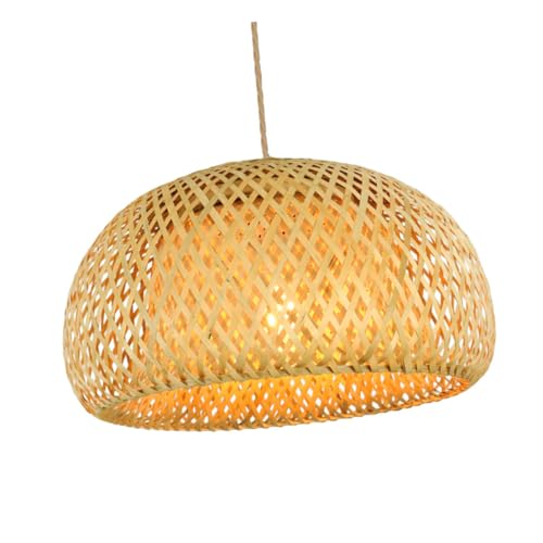 Gatuida Lampenschirm für Hängeleuchte Handgewebt Retro Rattan Deckenlampe Langlebig und Robust für Wohnzimmer und Schlafzimmer ohne von Gatuida