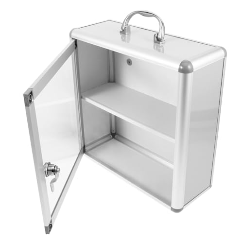 Gatuida Medikamentenbox zur Wandmontage Medikamente Lagerbehälter Lagerung von Medikamenten Medikamentenhalter Code Badezimmer Medizinschrank Organizer für Medizinschränke Legierung Silber von Gatuida