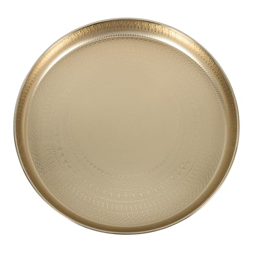 Gatuida Metall Rundes Serviertablett Goldfarben Vielseitiges Deko tablett für Obst Snacks und Getränke Geeignet für Wohn Essbereich Multifunktional Kompakt und Elegant von Gatuida