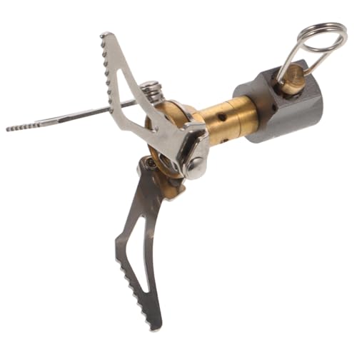 Gatuida Mini Camping Gaskocher aus Edelstahl Tragbarer Outdoor Kocher mit Integriertem Gasbrenner Windresistent Kompakt für Picknick Wandern und Rucksacktouren Goldfarbig von Gatuida