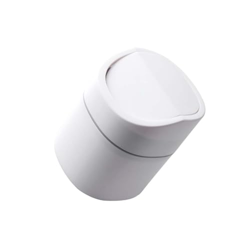 Gatuida Mini Desktop Mülleimer mit Druckdeckel Weiß aus PP Kompakt und Rostfrei für Büro Küche Bad Schlafzimmer Geeignet Praktische Abfallbehälter Geschenkidee von Gatuida