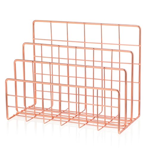 Gatuida Moderner Metall Briefständer mit Fächern Eleganter Desktop Organizer für Post Magazine und Akten Platzsparend und Stilvoll für Büro Arbeitszimmer und Roségold Klein von Gatuida