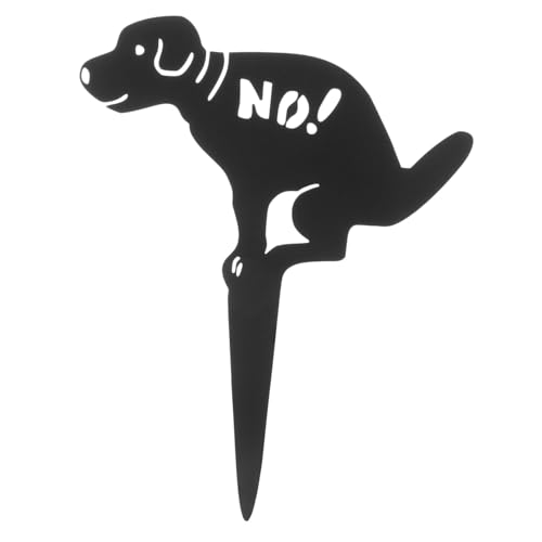 Gatuida Retro Gartenschild Hund No Pooping Warnschild mit Metallspieß Langlebige Schwarze Skulptur Dekorativ für und Garten Hinweis zur Sauberkeit und Hundekotvermeidung von Gatuida