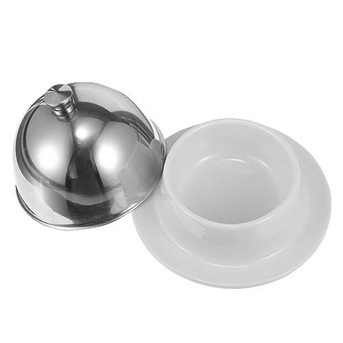 Gatuida Runder Butterbehälter aus Keramik mit Edelstahldeckel Butterplatte für Desserts Kuchen und Käse Multifunktionale Servierschale für Gastronomie und Zuhause von Gatuida