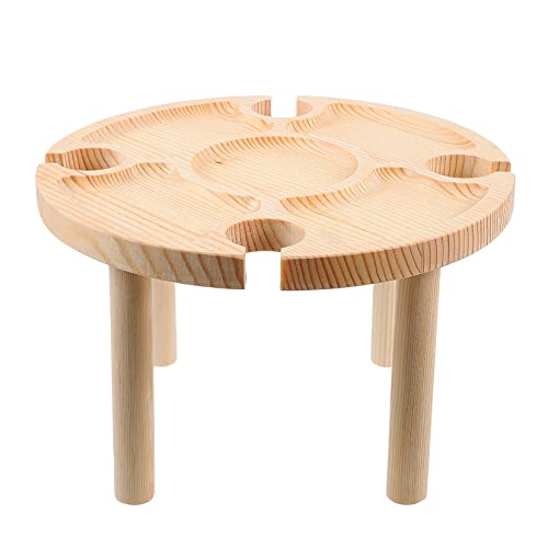 Gatuida Runder Tragbarer Weintisch für Snacks und Getränke für Picknick Garten und Strand Leicht und mit Einfacher Pflege Gatuida Runder Tragbarer Weintisch für Snacks und Getränke für Picknick Garten und Strand Leicht und mit Einfacher Pflege von Gatuida