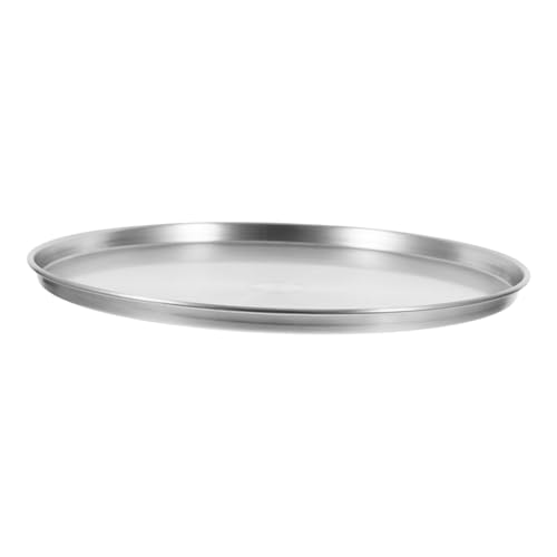 Gatuida Rundes Edelstahl Pizzablech mit Flachem Boden Multifunktionales Backblech für Pizza Grillfleisch und Dampfnudeln Robust Leicht zu Reinigen für Familienessen und Partys von Gatuida