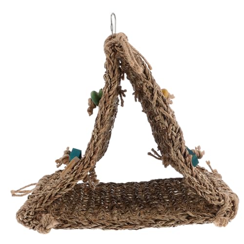 Gatuida Rustikale Rattan Vogel Hängematte Hängendes Papagei Bett Schlafnest Vogelhaus Hütte Für Wellensittiche Kleinvögel Gemütliches Nest Zubehör Zufällig von Gatuida