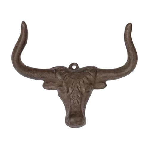Gatuida Rustikaler Gusseisen Wandhaken im Western Stil mit Markantem Kuhkopf Langlebiger Huthalter zur Wandmontage Dekorativer Cowboyhuthaken für Rustikale Heimdeko und Praktische von Gatuida