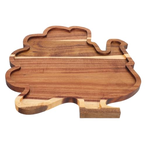 Gatuida Solide Holz Servierplatte Truthahnform Handgeschnitzt Robustes Akazienholz Dekoratives Thanksgiving Tablett für Familienfeiern Charcuterie Früchte Herbstliches Party von Gatuida