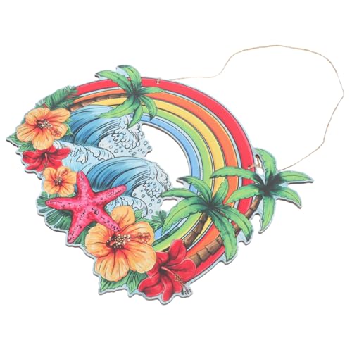 Gatuida Sommer Holz Türschild Regenbogen Hängend Strand Dekoration Willkommen Schild Deko Balkon Wanddeko Vintage Stil für Party Fenster Fensterdeko von Gatuida