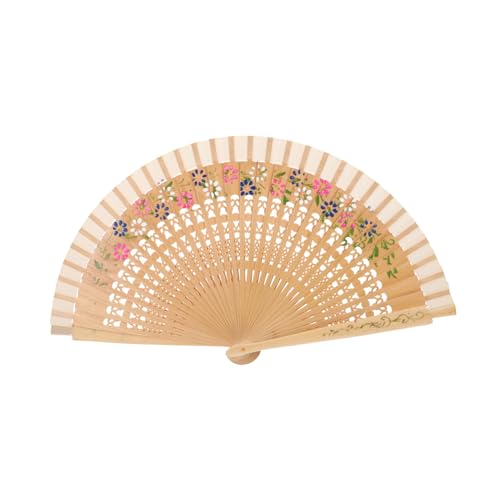 Gatuida Spanischer Faltbarer Handfächer aus Holz mit Floralem Retro Design Stabiler Handlicher Fächer für Frauen Vintage Dekorativer Handventilator für Party Hochzeit und von Gatuida