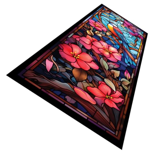 Gatuida Statische Buntglas Fensterfolie Vogel Blume Motiv PVC ohne Kleber Blickschutzfolie für Badezimmer Büro Wohnräume Einfache Anbringung und Entfernung Gatuida Statische Buntglas Fensterfolie Vogel Blume Motiv PVC ohne Kleber Blickschutzfolie für Badezimmer Büro Wohnräume Einfache Anbringung und Entfernung von Gatuida