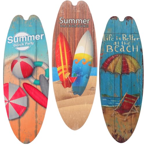 Gatuida Surfbrett Deko: 3 Stück Surfbrett Wanddeko Holz Deko Groß Tropisches Bar Schild Hängende Ornament Dekoration für Meer Wand Sommer Innenbereich Zuhause Bar von Gatuida