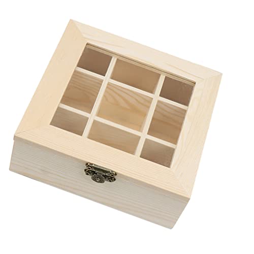 Gatuida Teebox für Teebeutel, Organizer, Holz-Tee-Aufbewahrungs-Organizer mit transparentem Fenster oben, 9 Fächer, umweltfreundlicher Teebeutelhalter, multifunktionale Aufbewahrungsbox von Gatuida
