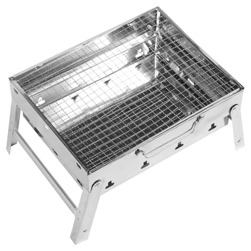 Gatuida Tragbarer Edelstahl Holzkohlegrill Klappbar Platzsparend Für Camping Outdoor Grillen Multifunktionaler Bbq Grillrost Robust Langlebig Platzsparend von Gatuida