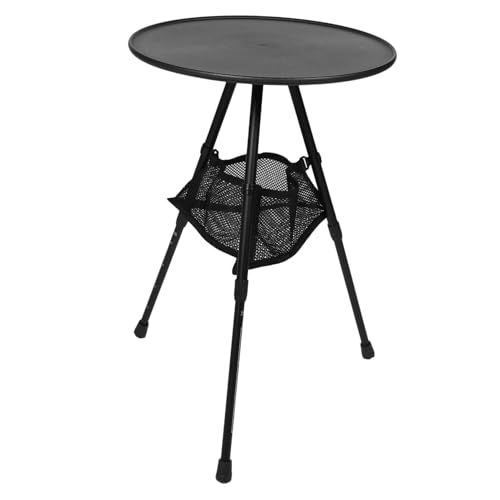 Gatuida Tragbarer Klappbarer Campingtisch aus Aluminiumlegierung Höhenverstellbarer Runder Outdoor Tisch mit Netzfach für Camping Picknick Wandern und Wohnmobilgebrauch von Gatuida