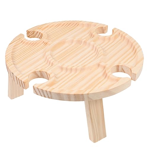 Gatuida Tragbarer Klappbarer Picknicktisch aus Holz Stabiler Beistelltisch mit Snacks Weinablage Multifunktional für Camping Garten Strand und Gemütliche Indoor Events Kompakt von Gatuida