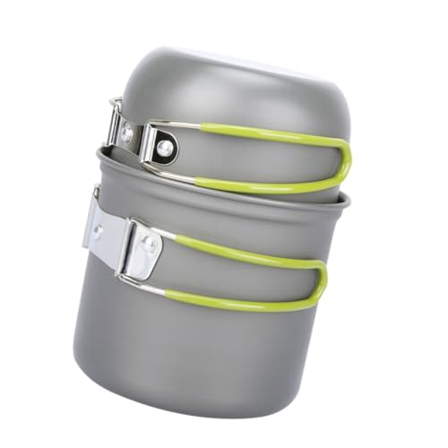 Gatuida Tragbares Camping Kochgeschirr Set mit Holzofen Langlebiges Outdoor Kochgeschirr Grüner Griff Kompakt und Robust für Wandern und Picknick von Gatuida