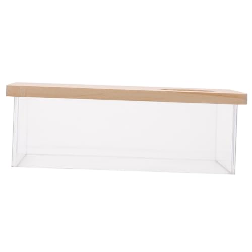 Gatuida Transparente Hamster Sandbad Box Holzboden Mittelgroßer Sandkasten für Hamster und Meerschweinchen Hygienisches Sandbad zur Fellpflege und Beobachtung Pflegeleicht und Langlebig von Gatuida