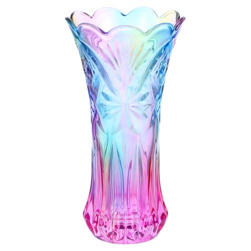 Gatuida Vase Glas Bunt: Blumenvase Kristall Glasvase für Blumen Regenbogen Kristallvase für Tischdekoration Hochzeiten Geburtstagsfeiern und Wohnräume Deko von Gatuida