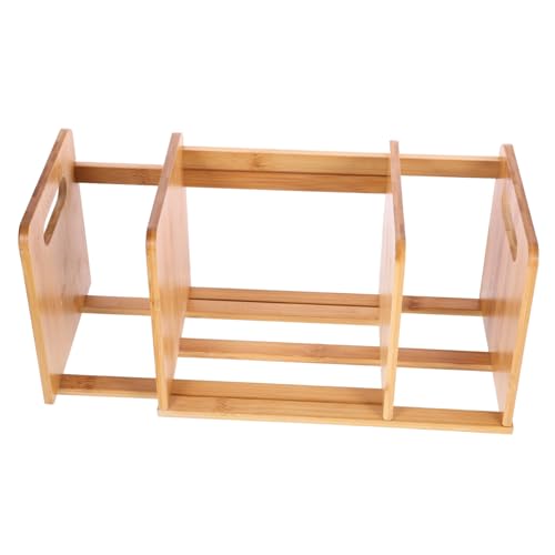 Gatuida Verstellbares Holz Desktop Bücherregal für Schallplatten und Medien Multifunktionales Aufbewahrungsregal mit Offenem Design Robustes Tragbares Regal für Büro und Zuhause von Gatuida