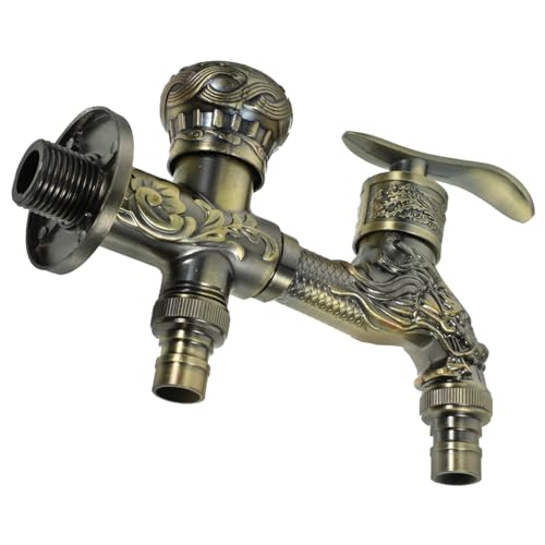 Gatuida Vintage Wand Wasserhahn mit Doppel Auslauf Einhandmischer aus Zinklegierung für Waschmaschine und Bad Einfache Wandmontage Antikes Design Unabhängige Steuerung Robust und von Gatuida