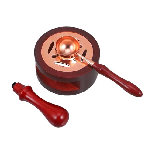 Gatuida Wachssiegel Reusable Wachssiegelwärmer mit Löffel und Stempel Retro Design für Briefumschläge Geschenke DIY Siegel Geeignet für Anfänger und Enthusiasten von Gatuida